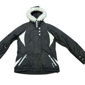 Marker Women’s Size 10 Black and White Ski Coat/Jacket Faux Fur Trim